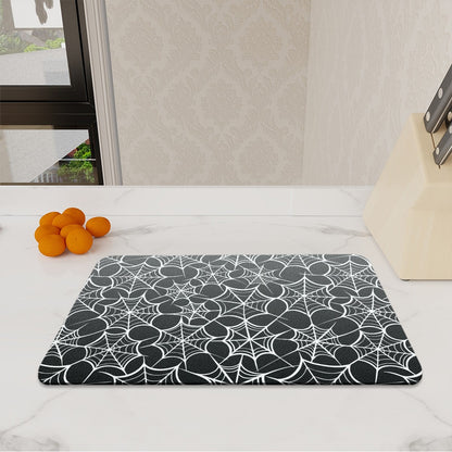 Black and White Cobweb / Spiderwebs Heatproof Tempered Glass Chopping / Cutting Board Worktop Saver - Oh My Gothness