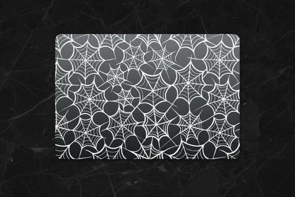 Black and White Cobweb / Spiderwebs Heatproof Tempered Glass Chopping / Cutting Board Worktop Saver - Oh My Gothness