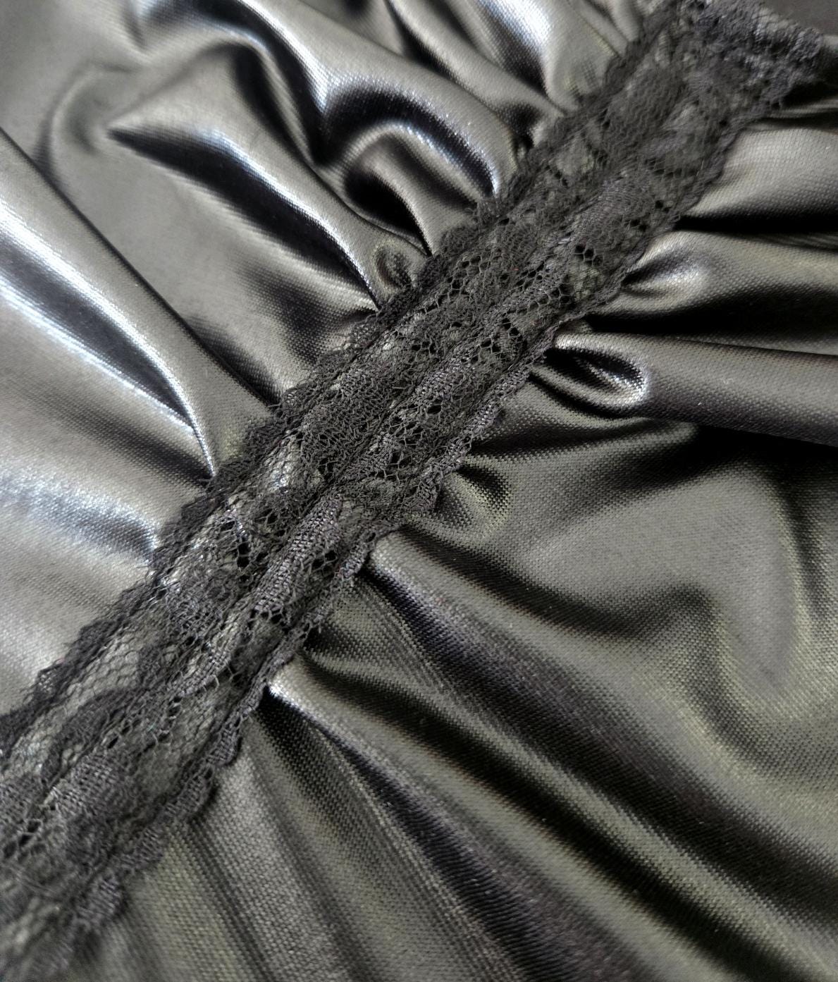 Black Faux Leather & Lace Boob Tube Bandaeu Party Gothic 12 - 16 (UK) - Oh My Gothness