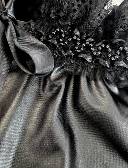 Black Faux Leather &Lace Cape - Victorian Steampunk Gothic Costume - Oh My Gothness