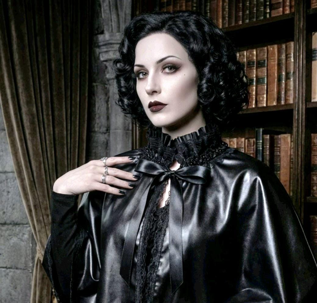 Black Faux Leather &Lace Cape - Victorian Steampunk Gothic Costume - Oh My Gothness
