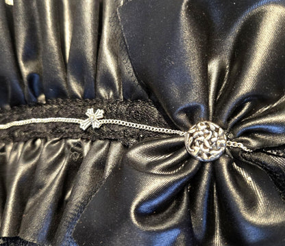 Black Faux Leather Lace & Chain Headpiece Headband - Gothic Victorian Lolita - Oh My Gothness