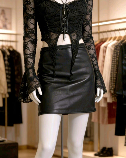 Black Faux Leather Mini Skirt – Pull On Style 14 - 18 (UK) - Oh My Gothness