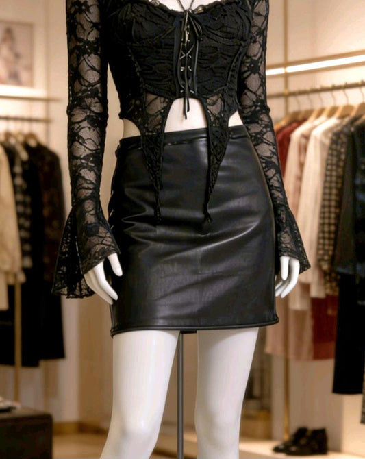 Black Faux Leather Mini Skirt – Pull On Style 14 - 18 (UK) - Oh My Gothness