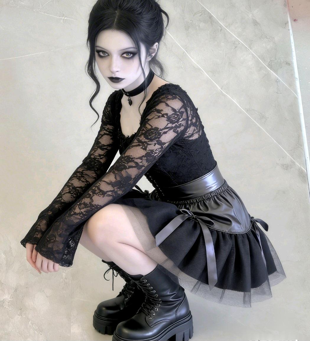 Black Faux Leather & Net Lolita Tutu Skirt - Punk Gothic Emo Kawaii Size 6 - 10 (UK) - Oh My Gothness