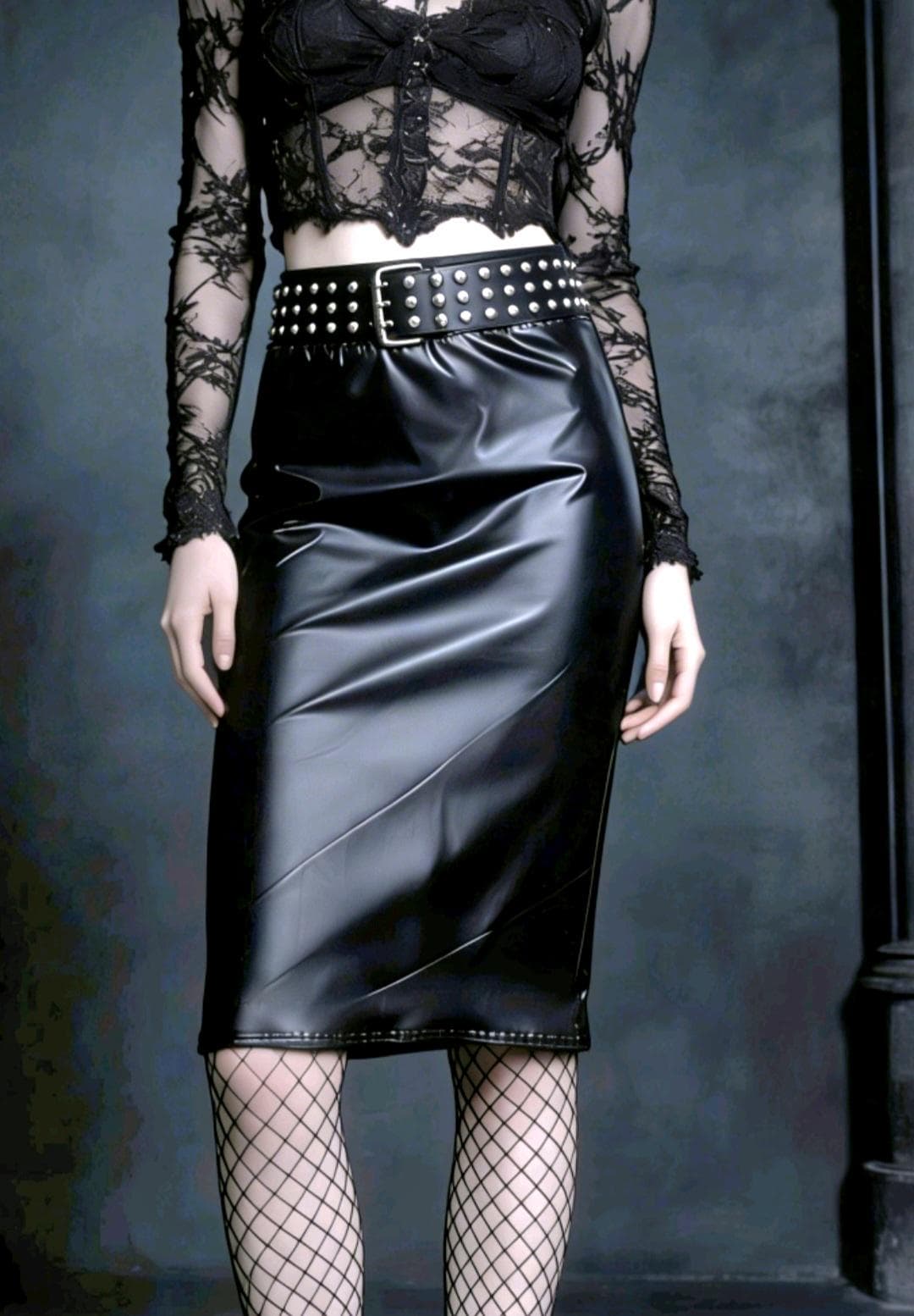 Black Faux Leather Pencil Skirt – Gothic Punk Pull On Style - Oh My Gothness