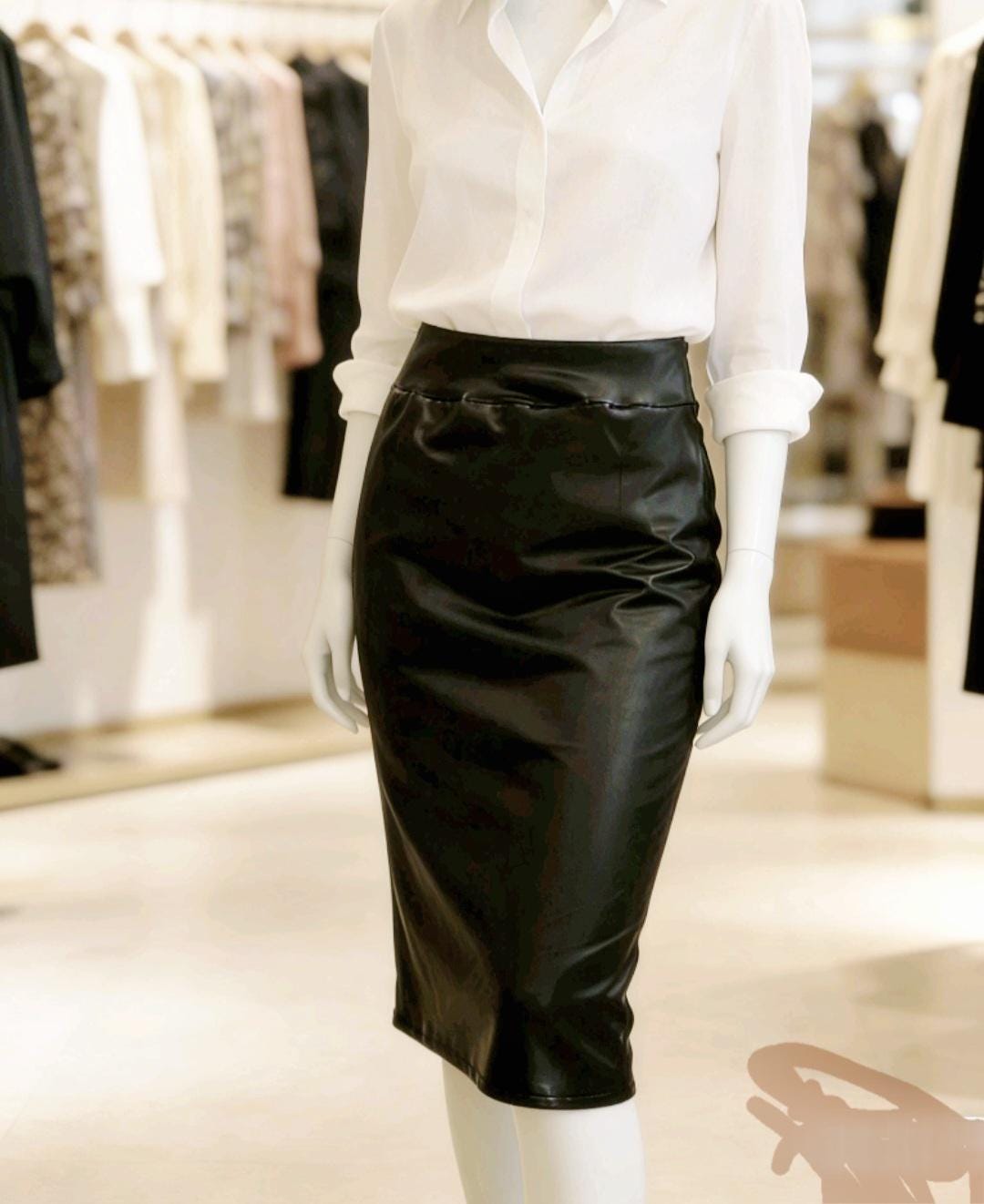 Black Faux Leather Pencil Skirt – Gothic Punk Pull On Style - Oh My Gothness