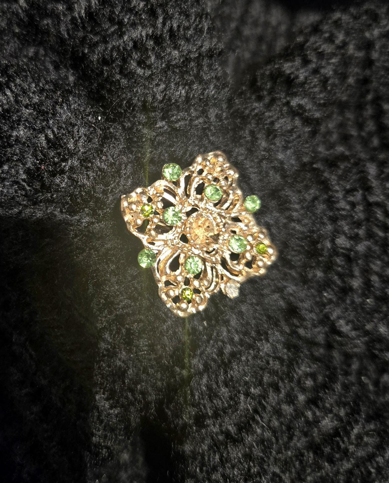 Black Knitted Snood: Detachable Green Stone Brooch, Goth Cowl - Oh My Gothness