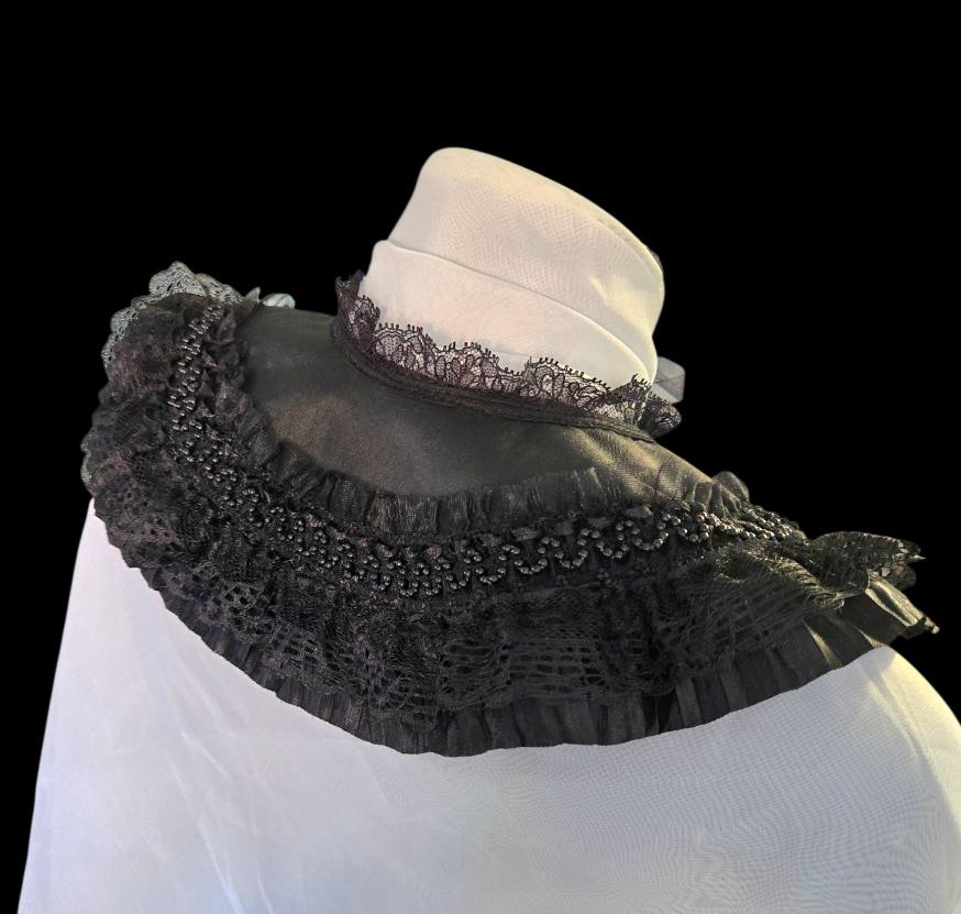 Black Lace Collar Capelet Steampunk Wedding Whitby Regency Circular Gothic Theatre Costume Fancy Dress CP56 - Oh My Gothness