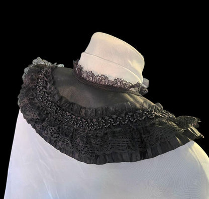 Black Lace Collar Capelet Steampunk Wedding Whitby Regency Circular Gothic Theatre Costume Fancy Dress CP56 - Oh My Gothness