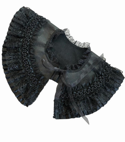 Black Lace Collar Capelet Steampunk Wedding Whitby Regency Circular Gothic Theatre Costume Fancy Dress CP56 - Oh My Gothness