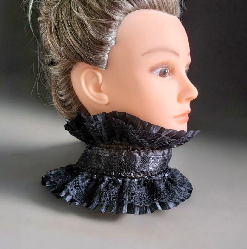 Black Lace Neck Ruff Collar - Steampunk, Gothic, Cosplay - Oh My Gothness