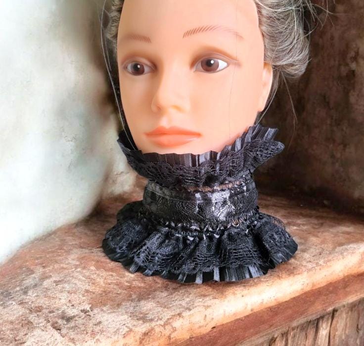 Black Lace Neck Ruff Collar - Steampunk, Gothic, Cosplay - Oh My Gothness