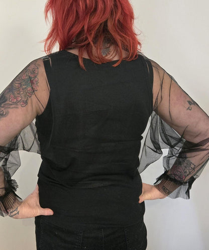 Black Net Lace Shoulder Shrug - Gothic Bolero Arm Cover Up - Oh My Gothness