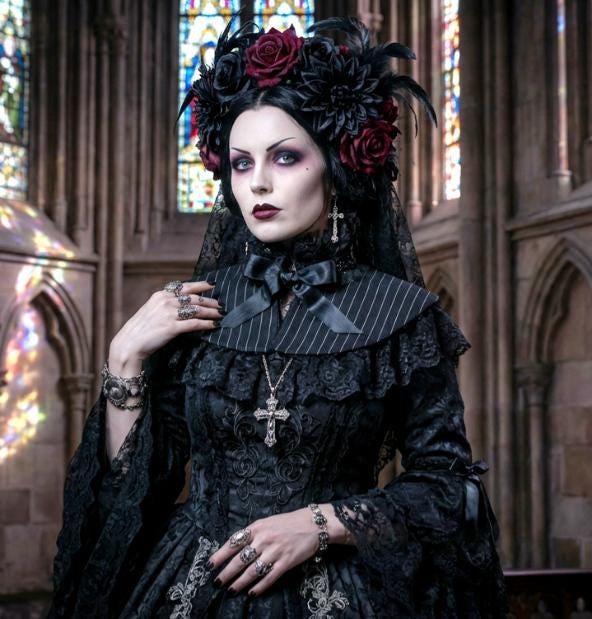 Black Pinstripe Capelet Collar :Victorian Steampunk Costume CP64 - Oh My Gothness