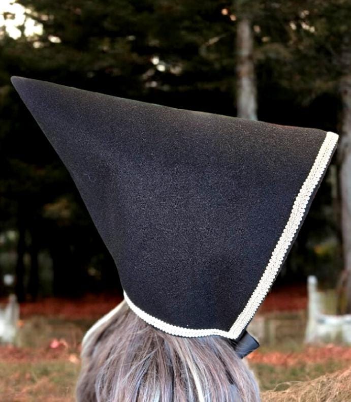 Black Pixie Hat, Red Satin Lined Woodland Bonnet - Oh My Gothness