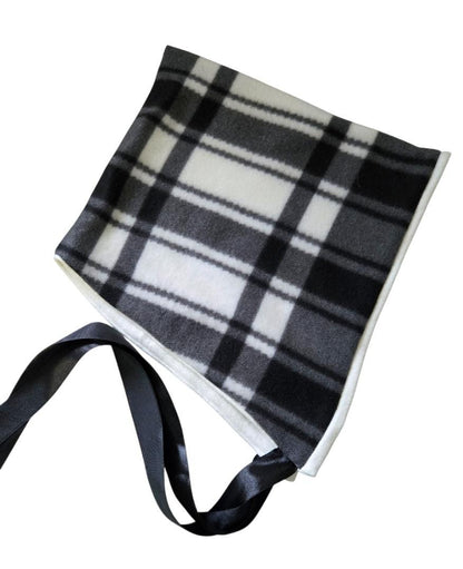 Black White Check Fleece Woodland Pixie Hat Bonnet Hood Lined Whimsical Fairy Adult Winter HT67 - Oh My Gothness