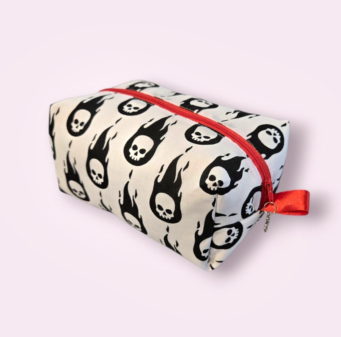 Black White Red Skull OOAK Large Cosmetics Wash Bag Showerproof Fully Lined Make Up Toiletries Travel Holiday Gift MU1 - Oh My Gothness