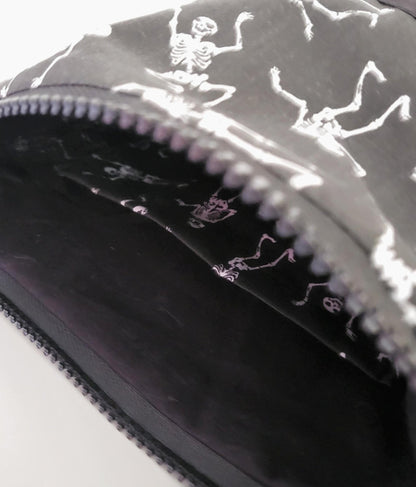 Black & White Skeleton Print Shoulder Crossbody Bag Fully Lined Zipped Goth Funky Creepy Bones Holiday Travel Festival Gift Handmade BG3 - Oh My Gothness