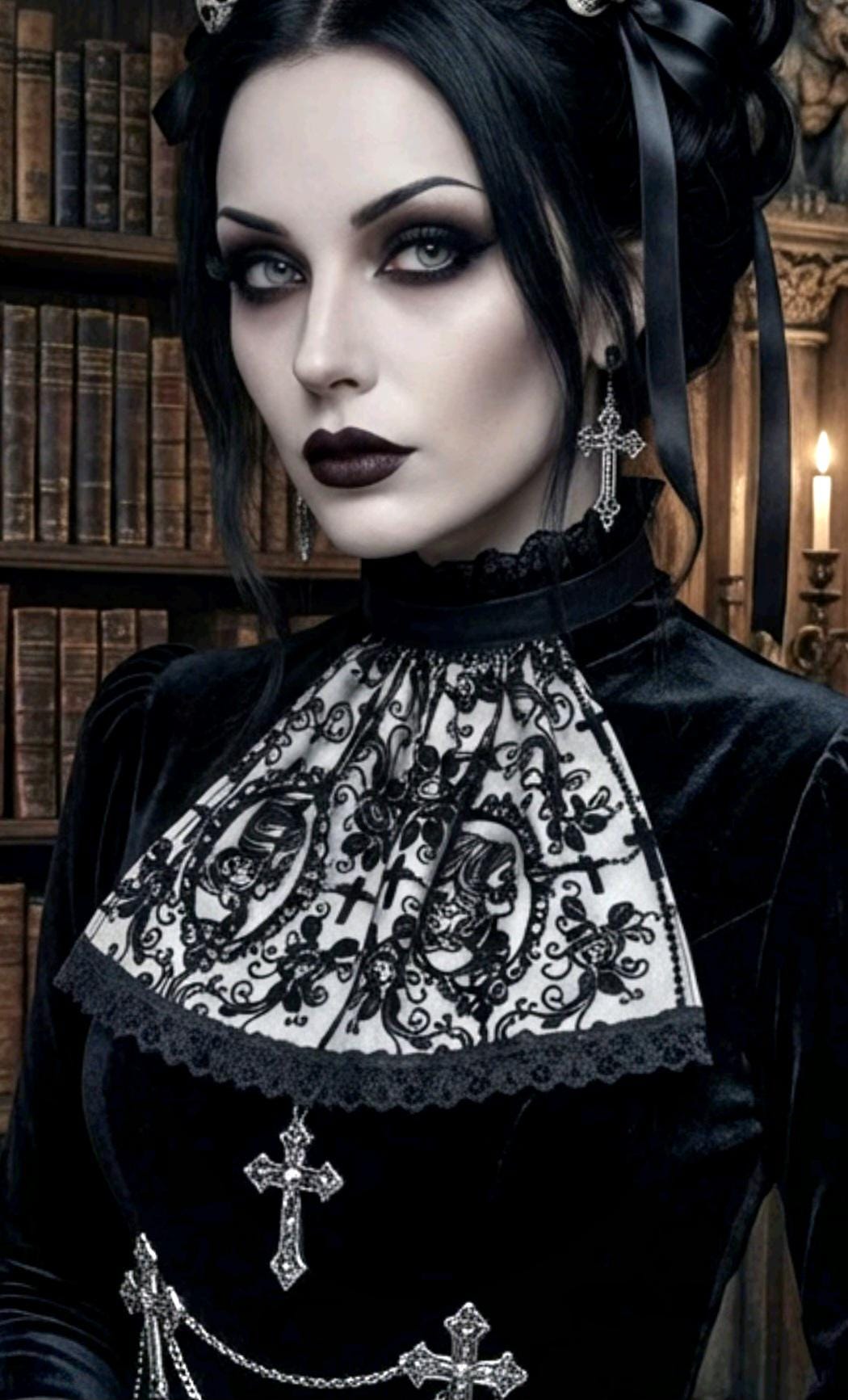 Black White Velvet Skull Overlay Jabot Cravat: Victorian Steampunk Costume Unisex - Oh My Gothness