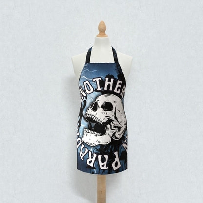 Blue Adult Canvas Apron Another Day In Paradise Sarcastic Skull and Palm Trees Foodie Gift - Oh My Gothness