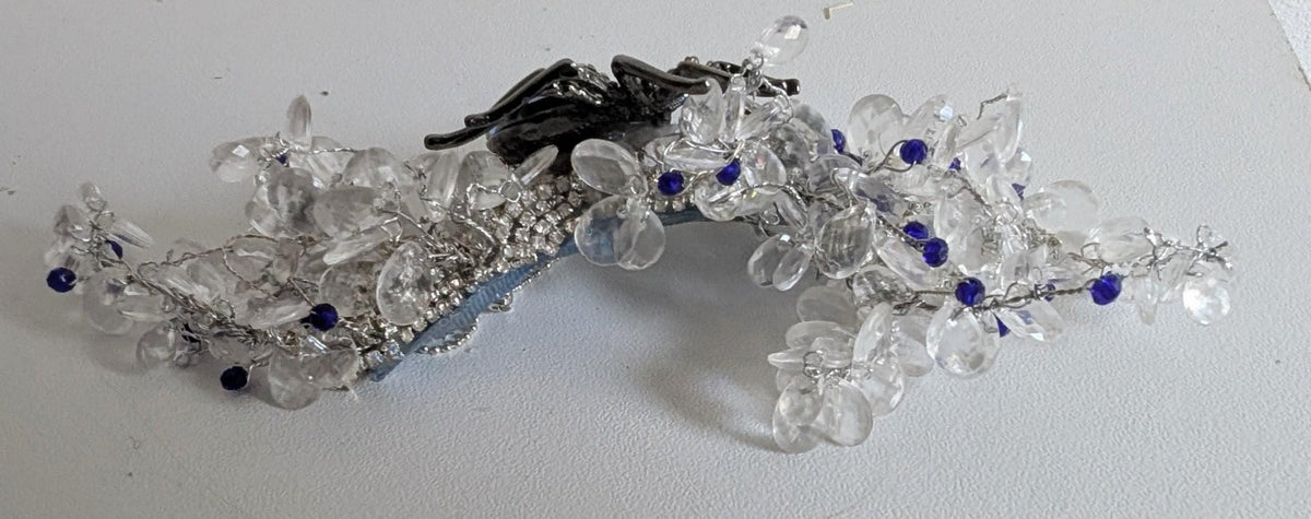 Blue Crystal Spider Hair Comb, Gothic Bridal Fascinator - Oh My Gothness