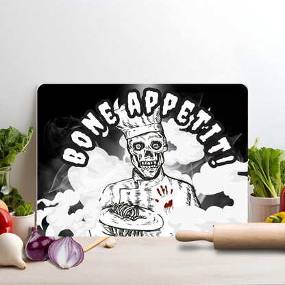 Bone Appetit Gothic Kitchen Cutting Board, Heat Proof Tempered Glass - Oh My Gothness
