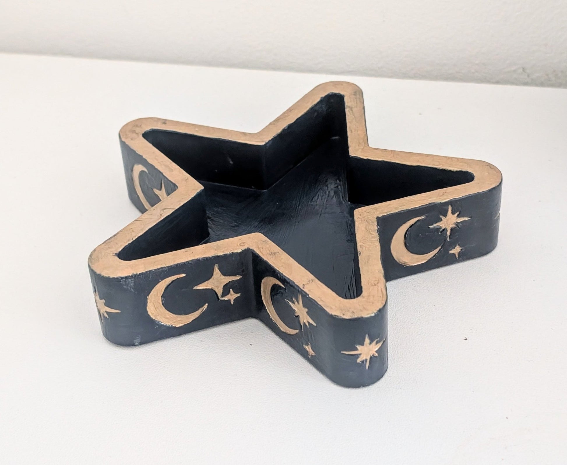 Chunky Star Trinket Ring Dish in Blue and Gold, Gothic Dressing Table Home Decor Gift - Oh My Gothness