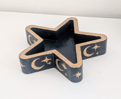 Chunky Star Trinket Ring Dish in Blue and Gold, Gothic Dressing Table Home Decor Gift - Oh My Gothness