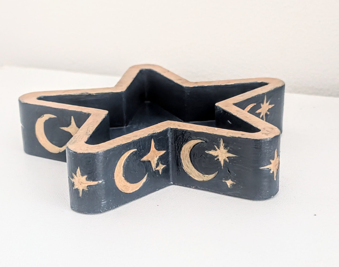 Chunky Star Trinket Ring Dish in Blue and Gold, Gothic Dressing Table Home Decor Gift - Oh My Gothness