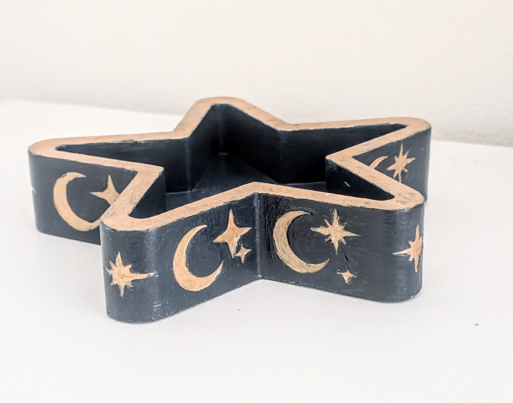 Chunky Star Trinket Ring Dish in Blue and Gold, Gothic Dressing Table Home Decor Gift - Oh My Gothness