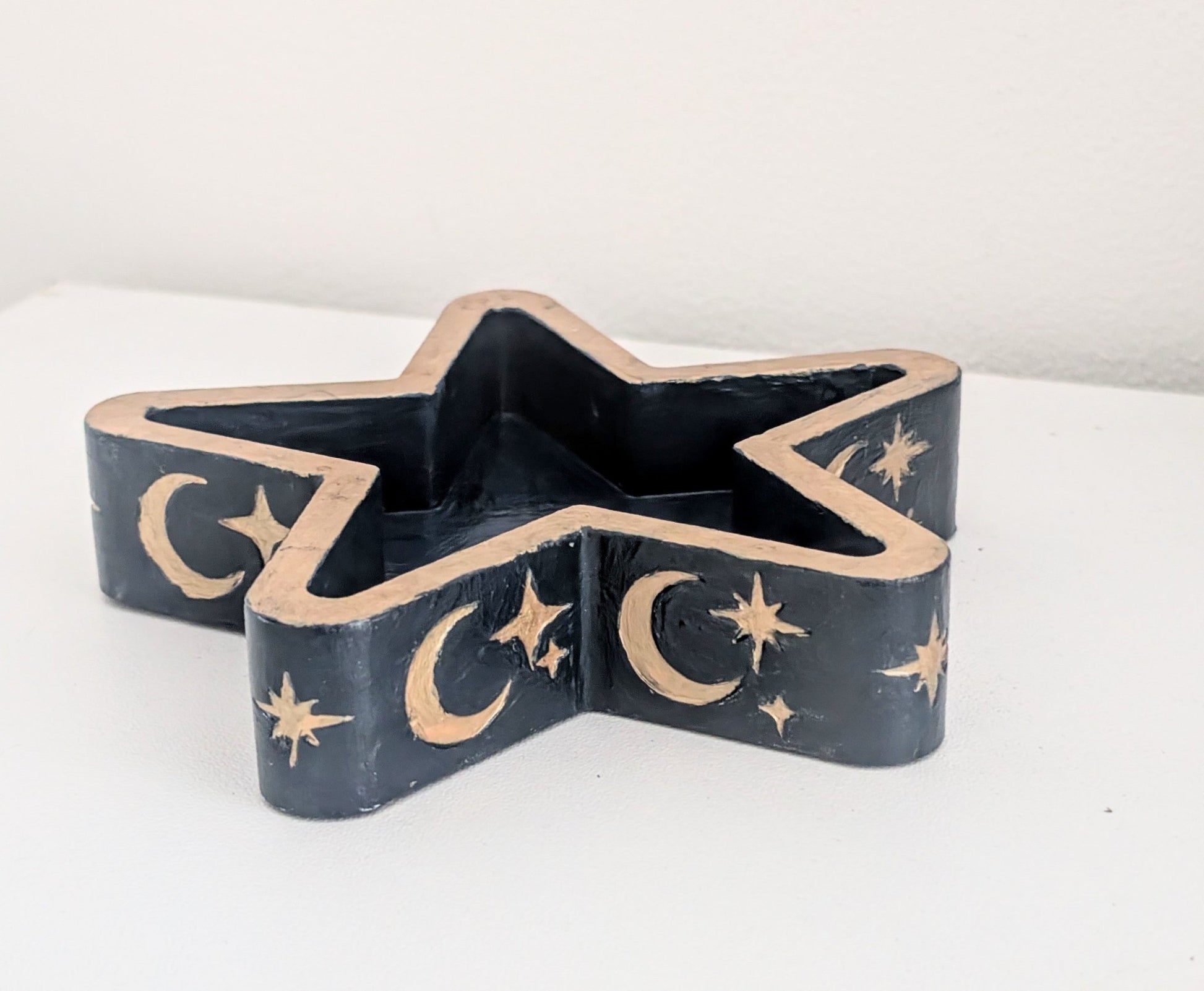 Chunky Star Trinket Ring Dish in Blue and Gold, Gothic Dressing Table Home Decor Gift - Oh My Gothness