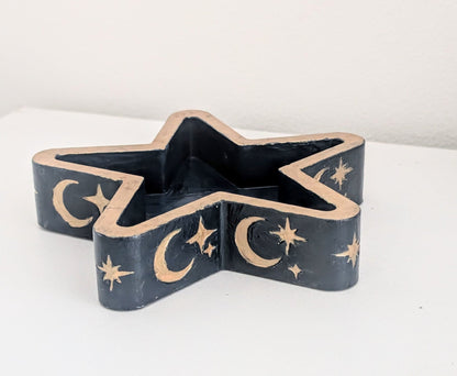 Chunky Star Trinket Ring Dish in Blue and Gold, Gothic Dressing Table Home Decor Gift - Oh My Gothness