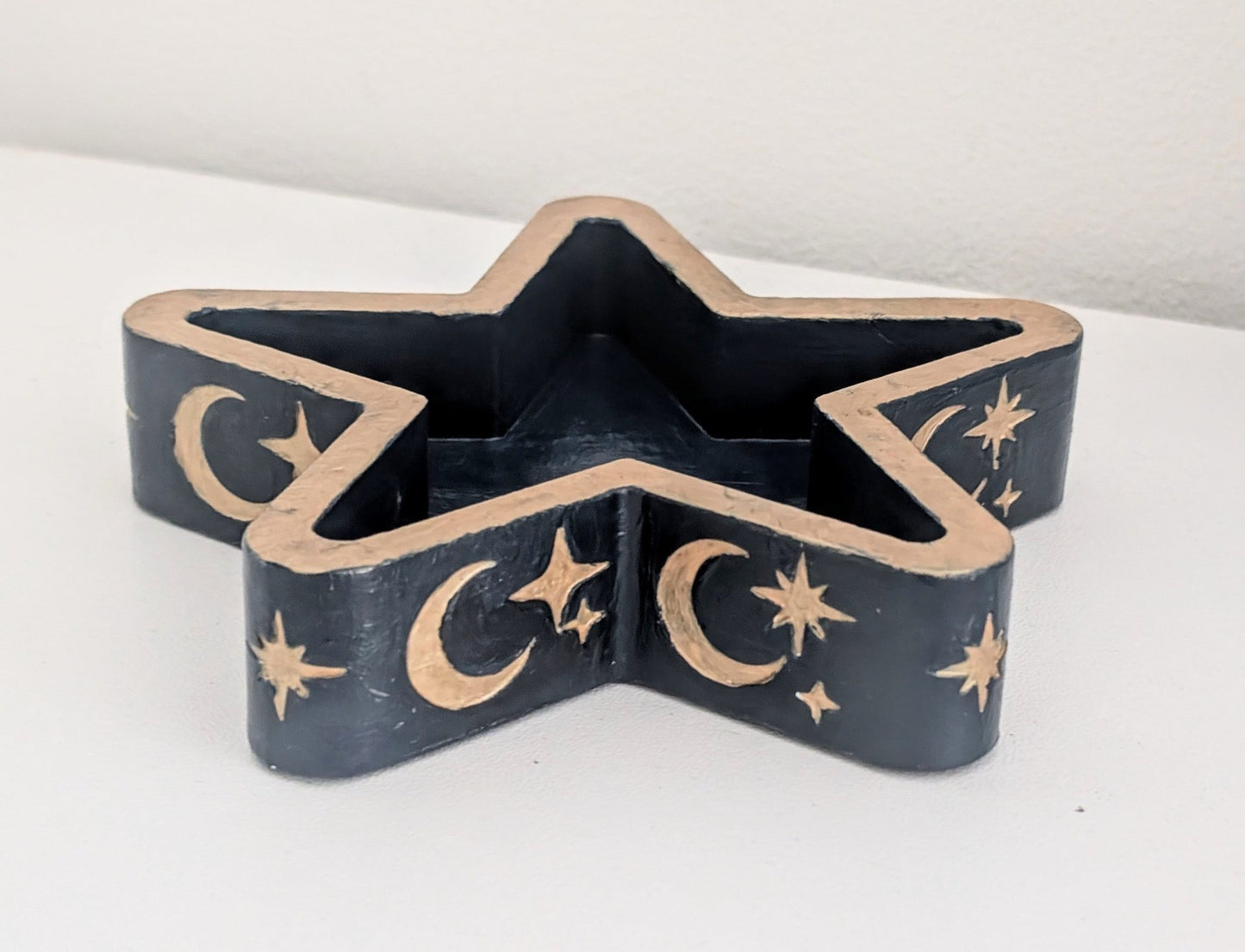 Chunky Star Trinket Ring Dish in Blue and Gold, Gothic Dressing Table Home Decor Gift - Oh My Gothness