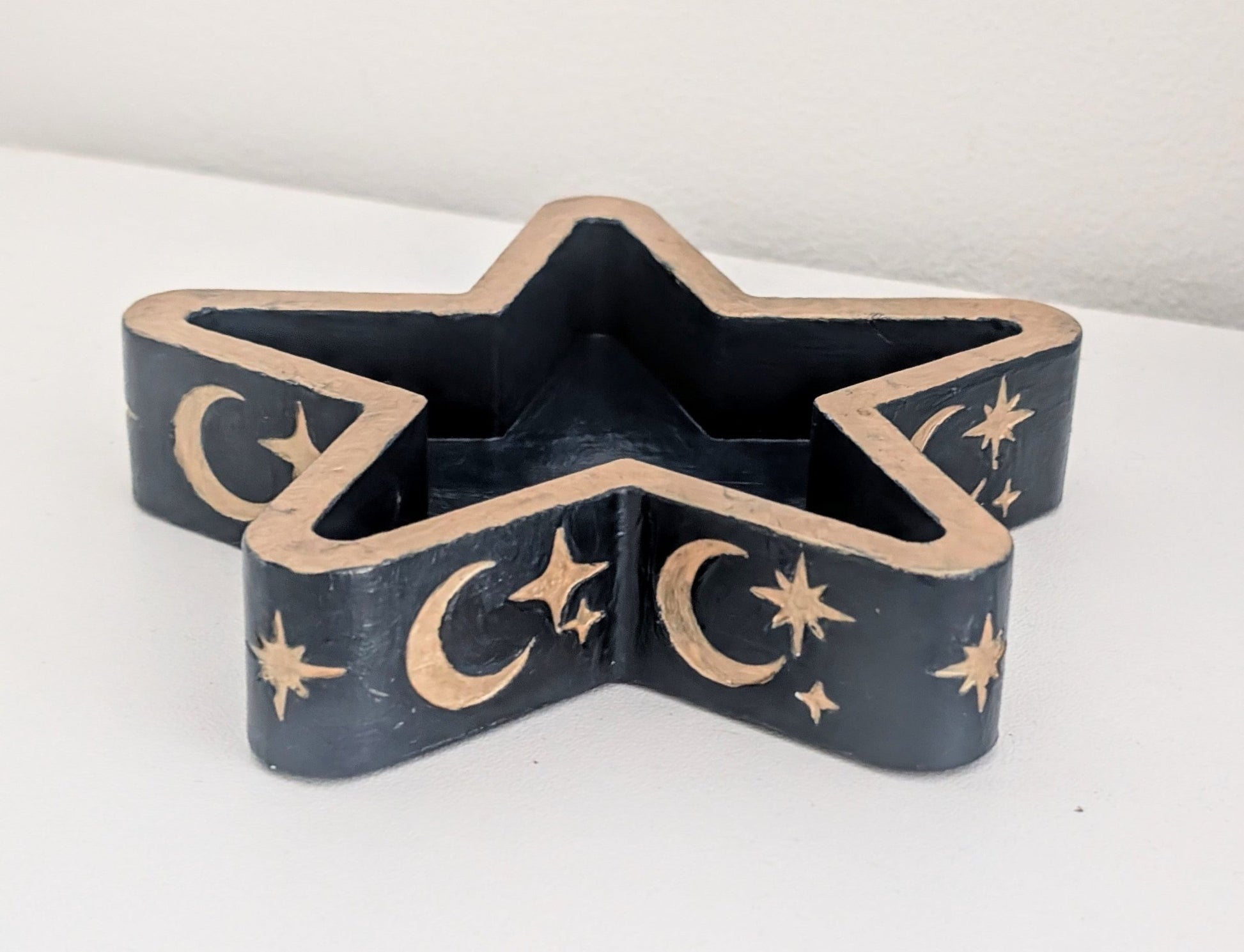 Chunky Star Trinket Ring Dish in Blue and Gold, Gothic Dressing Table Home Decor Gift - Oh My Gothness