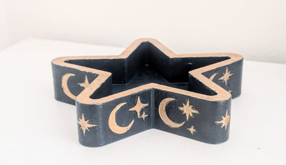 Chunky Star Trinket Ring Dish in Blue and Gold, Gothic Dressing Table Home Decor Gift - Oh My Gothness