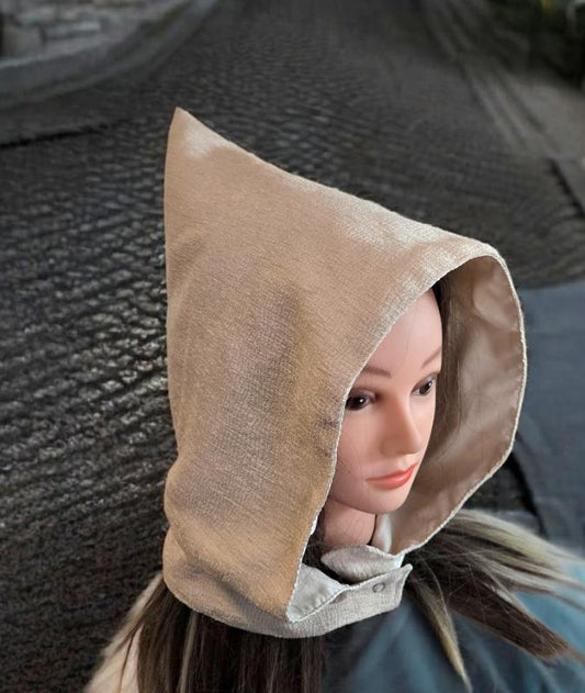 Cream Chenille Hood Satin Lining Goth Larp ReEnactment Whimsical Fairy Adult Winter HT55 - Oh My Gothness