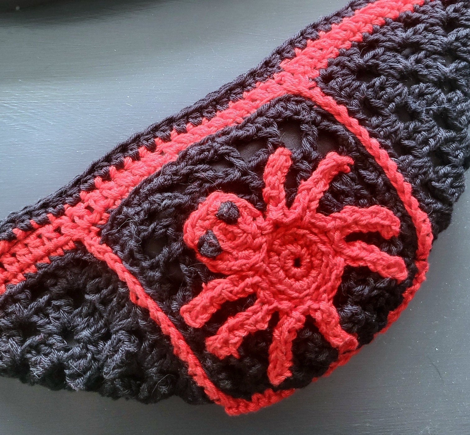 Crochet Spider Bumbag: Black & Red, Goth Crossbody Bag - Oh My Gothness