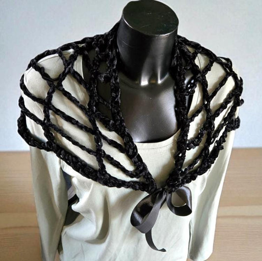 Crochet Spider Web Chenille Shawl - Gothic Steampunk Lace Wrap - Oh My Gothness