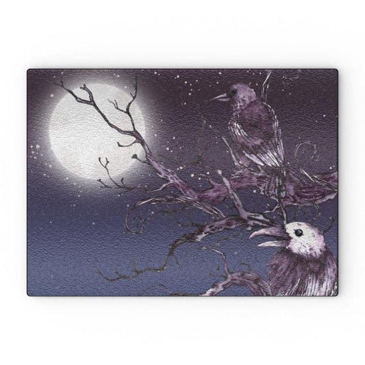 Crows by Moonlight Glass Chopping Board - Oh My Gothness