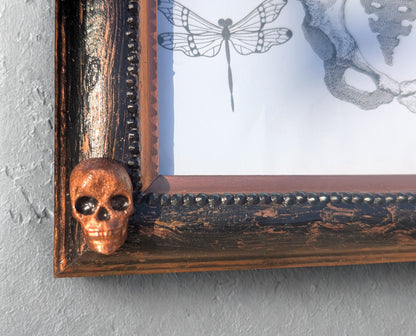 Gothic Inspired A4 12" x 8" Picture Frame Art Display Distressed Black and Copper With Skulls Home Decor Gift