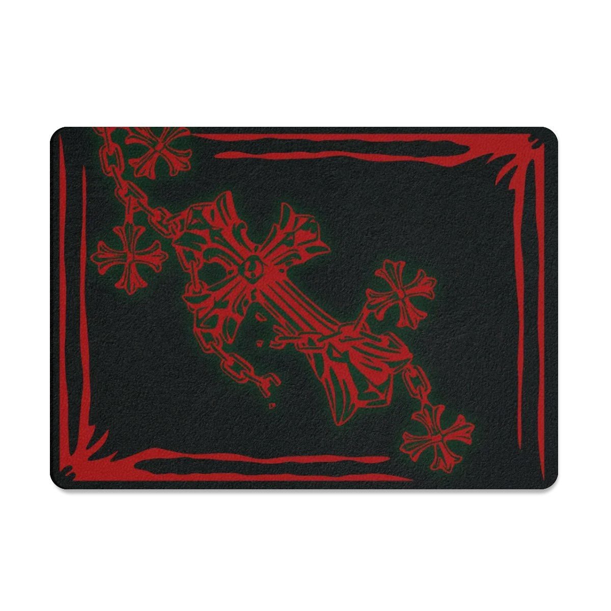 Decorative Red Crucifix on Black Tempered Glass Chopping Board. Gothic Kitchenware - Oh My Gothness