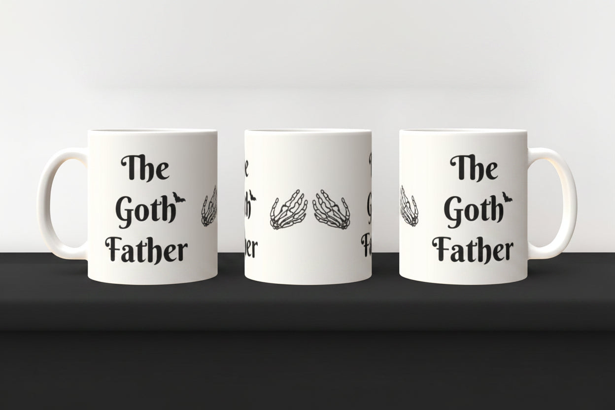 White 11 oz Cermaic Mug The Goth Father Mug Boxed Gift For Dad
