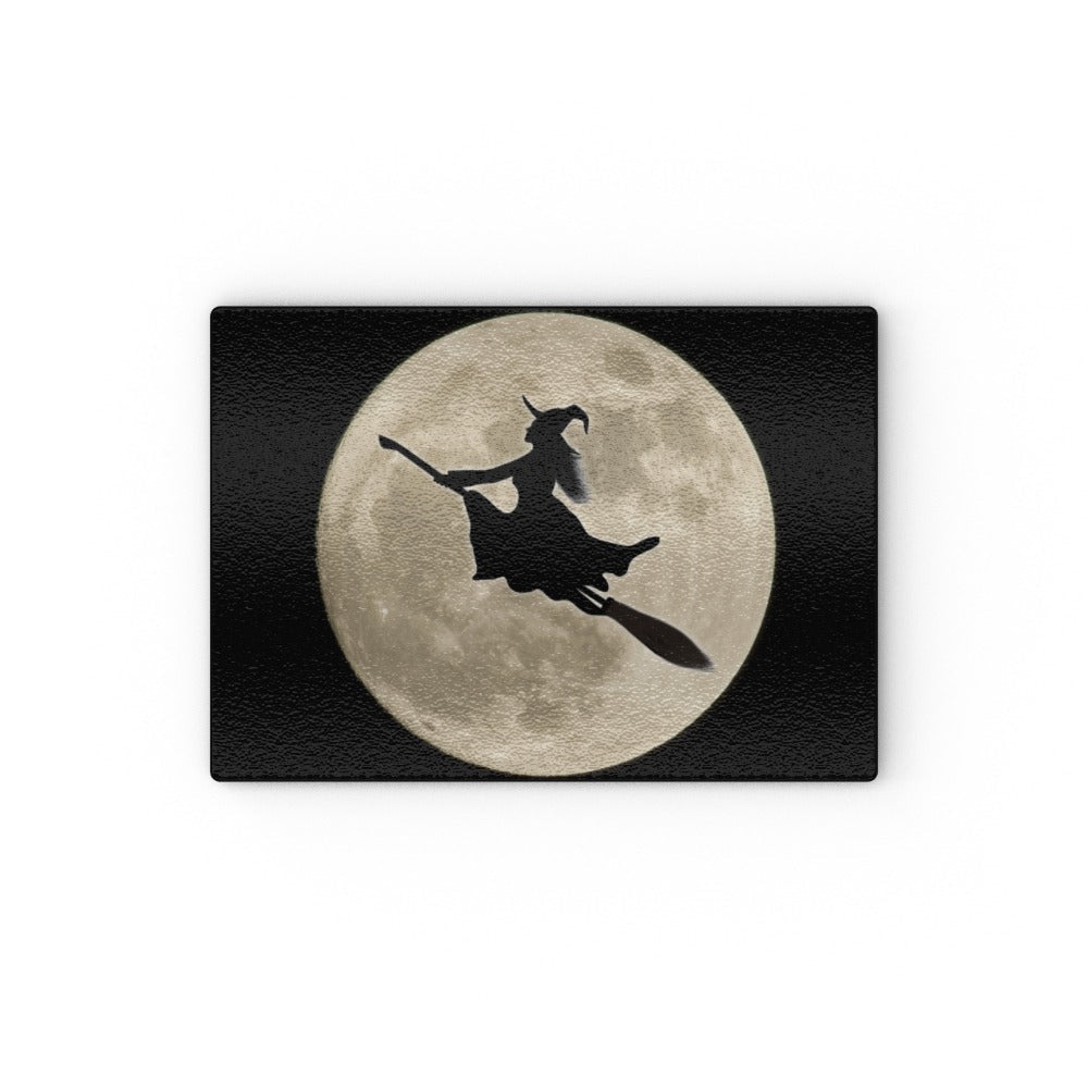 Full Moon and Witch on a Broomstick Glass Chopping Board - Oh My Gothness