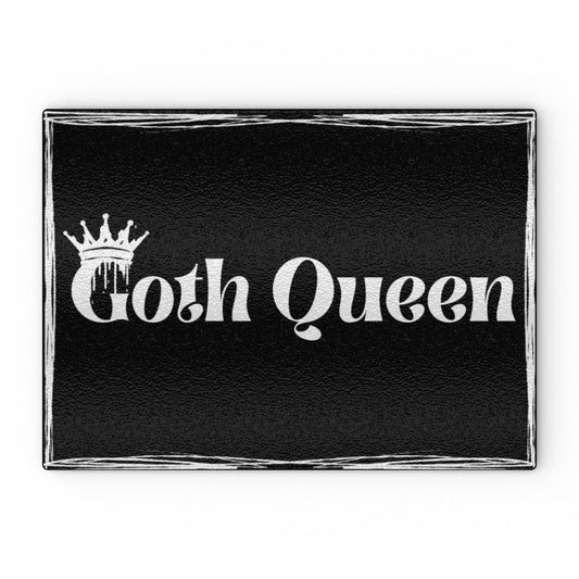 Goth Queen Black and White Tempered Glass Heat-Proof Chopping Board - Oh My Gothness
