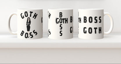 White Caramic 11oz Mug Boss Goth Funny Tea or Coffee Office Cups