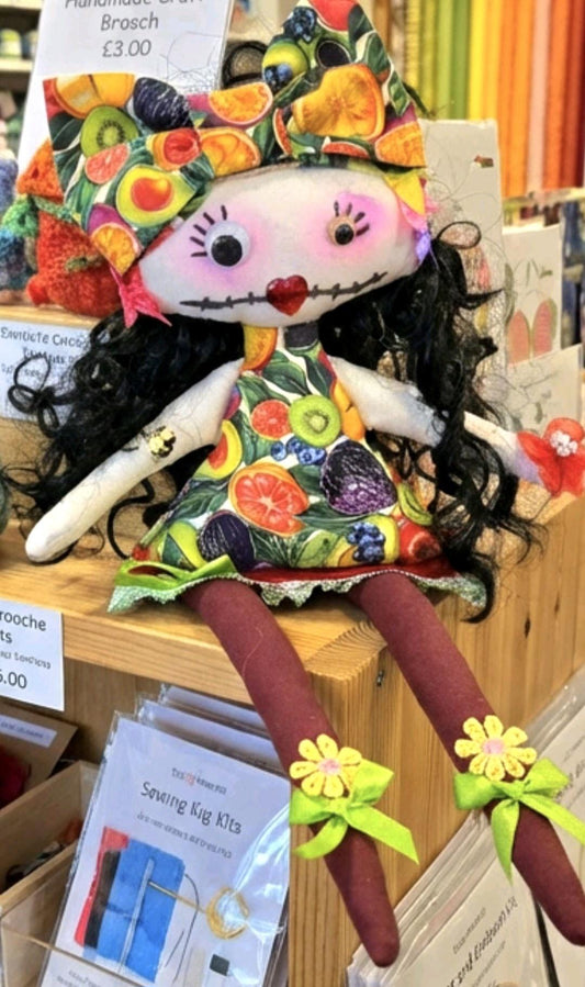 Gothic Art Doll: 38cm Handmade Creepy Ragdoll, Fruit Dress, Boxed - Oh My Gothness
