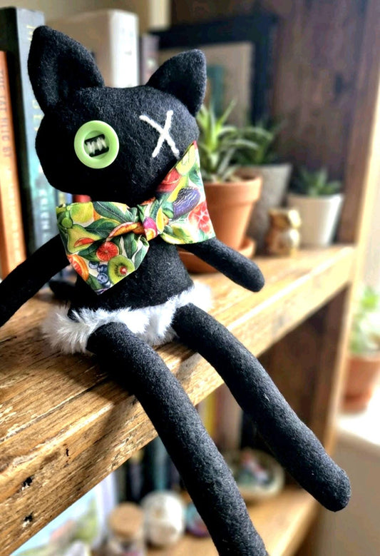 Gothic Art Doll Black Cat : 35cm Handmade Creepy Ragdoll, Boxed - Oh My Gothness