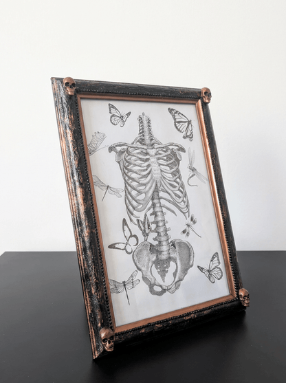 Gothic Inspired A4 12" x 8" Picture Frame Art Display Distressed Black and Copper With Skulls Home Decor Gift - Oh My Gothness