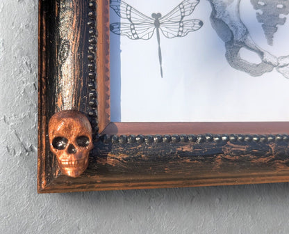 Gothic Inspired A4 12" x 8" Picture Frame Art Display Distressed Black and Copper With Skulls Home Decor Gift - Oh My Gothness